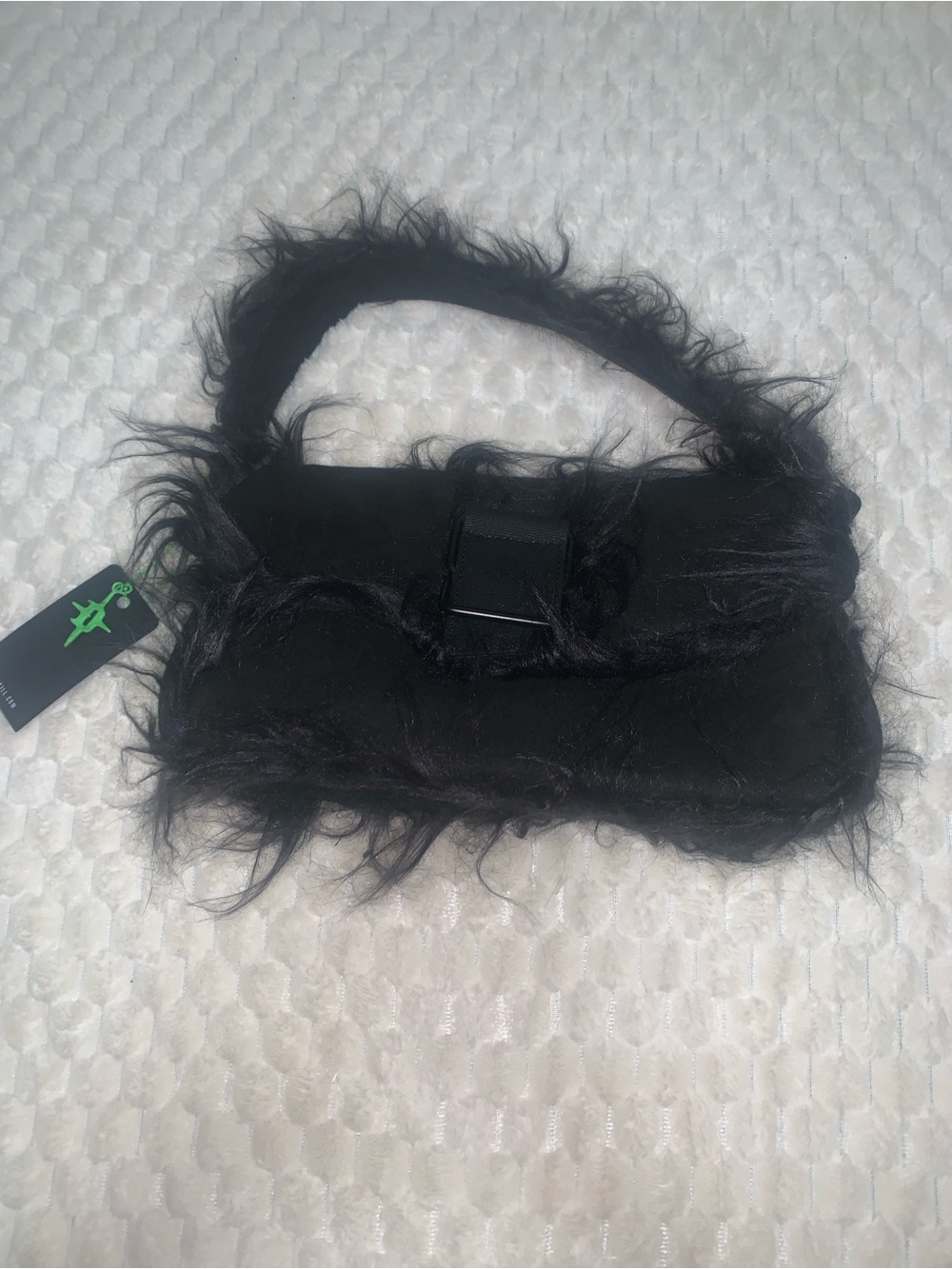 Dolls Kill Darker Wavs Black Faux Fur Shoulder Bag